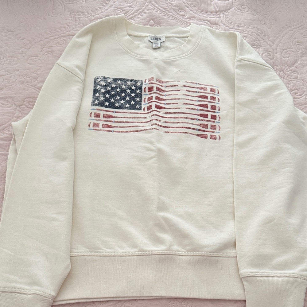 Cream Sweatshirt with American Flag Design